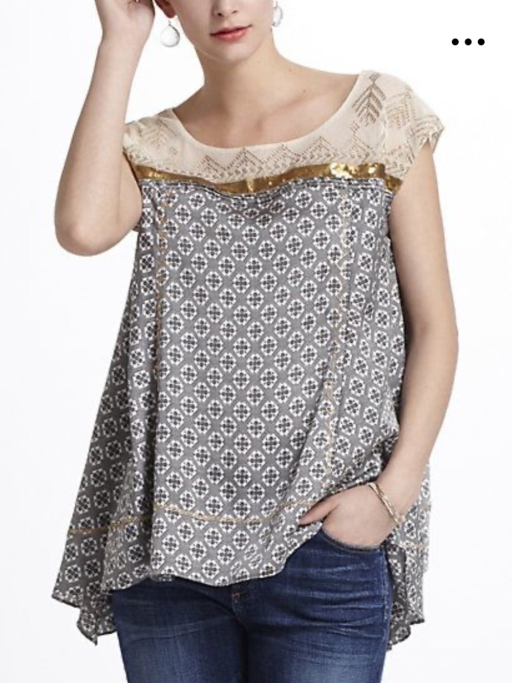 Floreat Anthropologie Gold Stream Blouse